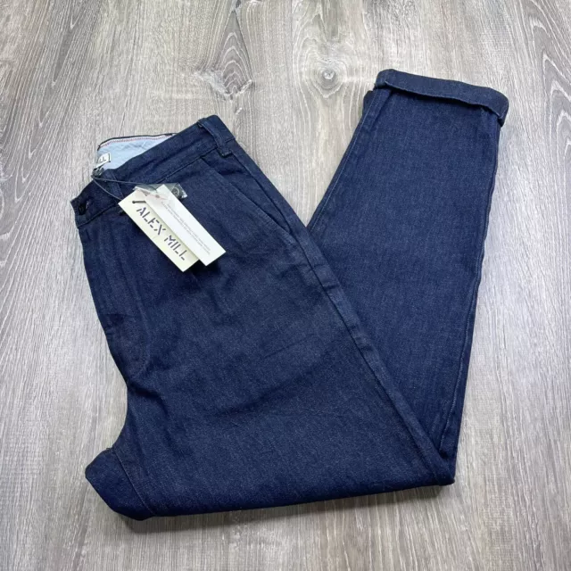 Alex Mill Standard Pleated Pant in Indigo Denim 100% Cotton Men’s Size 28 NEW