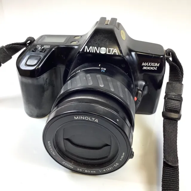 Minolta Maxxum 3000i SLR Film Camera w/35-80mm AF Lens * TESTED GOOD