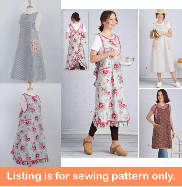 SEWING PATTERN Sew Full Apron Womens Extra Large Long Smock Cross Back Easy 9312