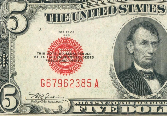 $5 1928 E ((HIGHER GRADE VF+++)) United States Note ** DAILY CURRENCY AUCTION