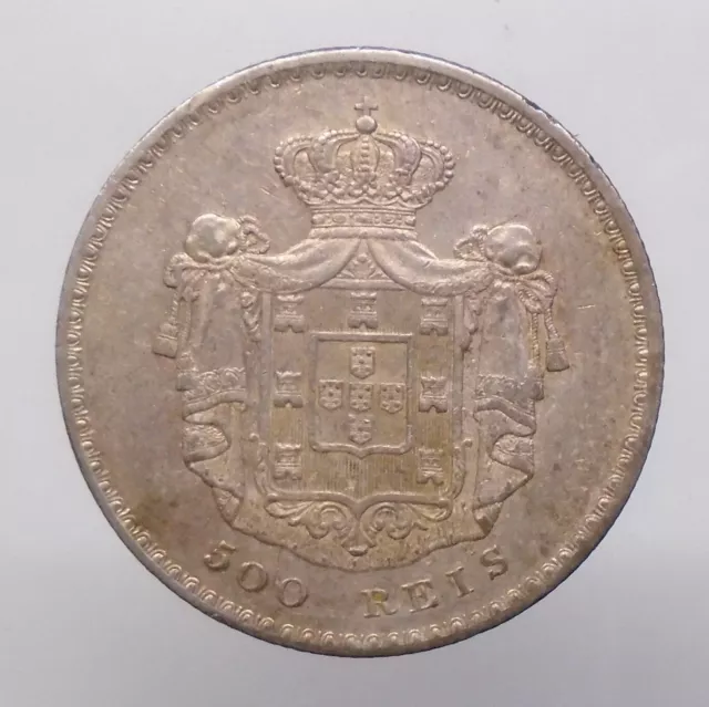 Portugal 500 reis 1856 D. Perdro V  Silver KM#494 AUNC/UNC 2