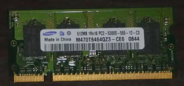 Laptop RAM Memory. 512MB 1Rx16 PC2-5300S-555-12-C3 Samsung