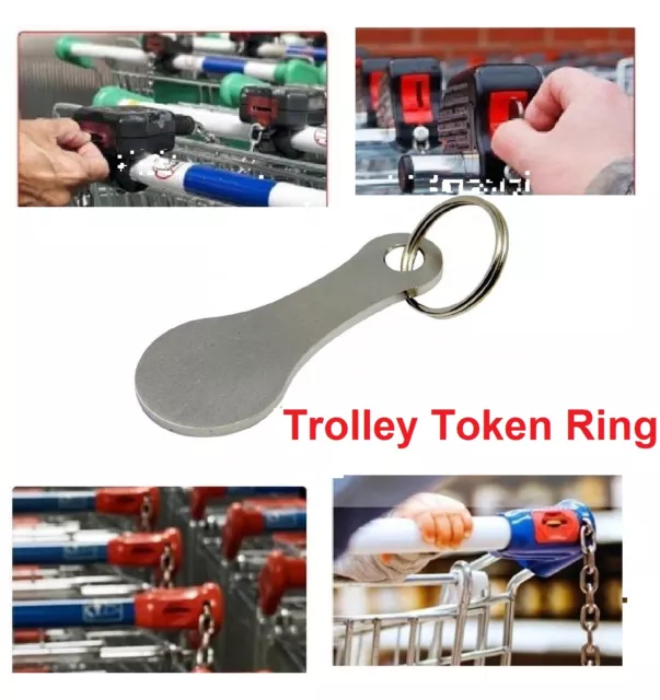 Steel Shopping Trolley Token Keychain Coin Holder DIY Shopping Cart Tokens Key