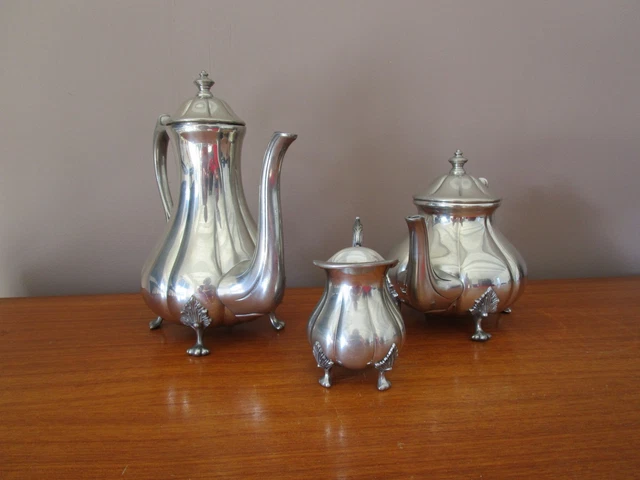 Service à Thé/café En étain – Étains Du Manoir – Lot De 4 Pièces – Bon état