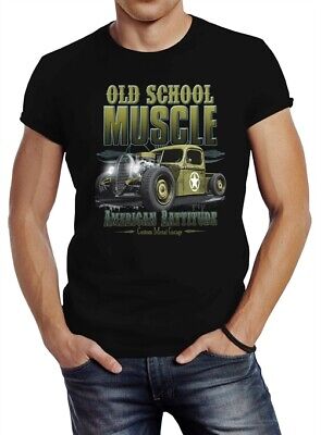 T-shirt da Uomo HOT-ROD Military Oldschool American Muscle Car Slim Fit