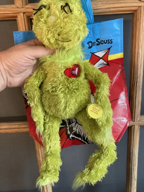 The Manhattan Toy Co. Dr Seuss Grinch With Blinking Heart & Bag