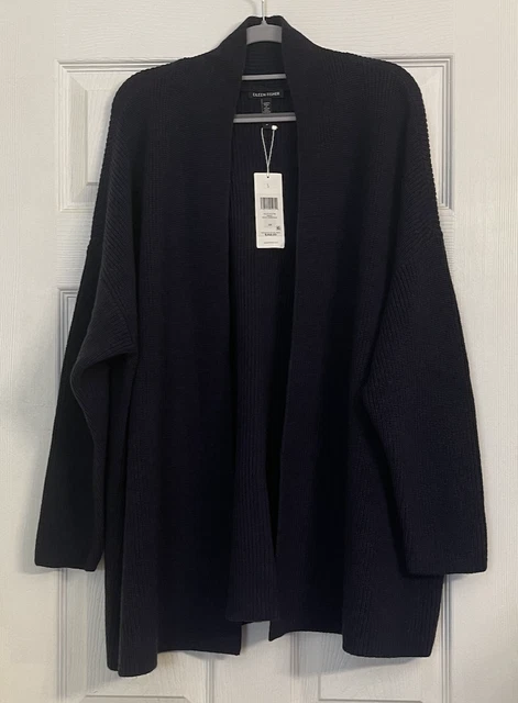NWT EILEEN FISHER Charcoal Merino Wool Open Topper Cardigan Size S