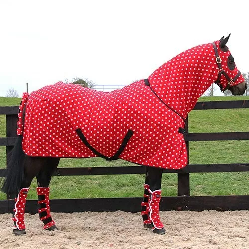 Supreme Products Dotty Fleece Rug Rosette Red | Horses & Ponies