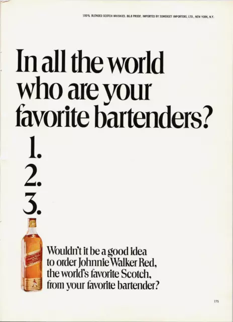 Vintage 1972 Johnnie Walker Red World's Favorite Scotch Print Ad Advertisement