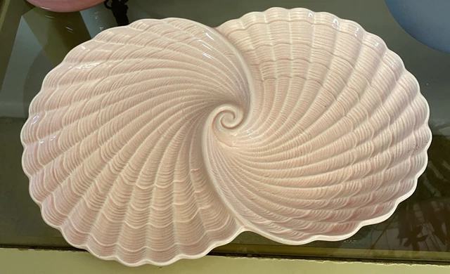 MCM Shafford Original Blush Pink Ceramic Sea Shell Oyster Platter