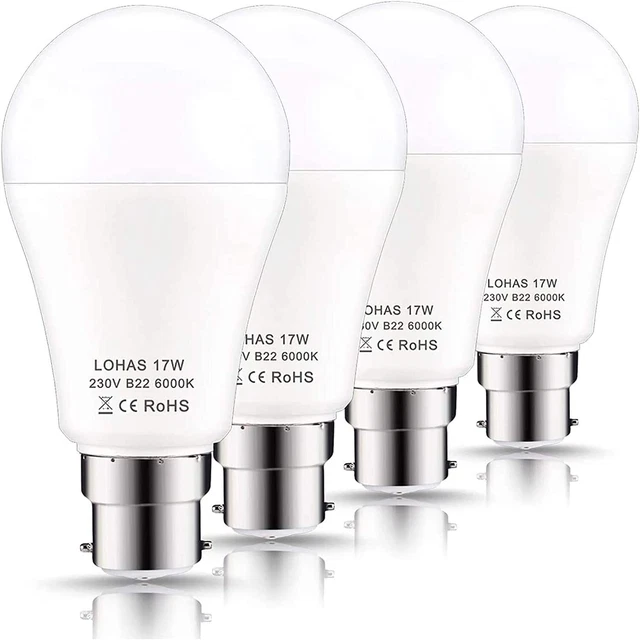 LOHAS B22 Led Bulbs 150W Equivalent 17W Led Bayonet Light Day White 6000K Light