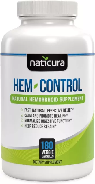 Hem-Control 180 Capsules - 100% Natural Remedy for Hemorrhoid Pain Relief  Colo