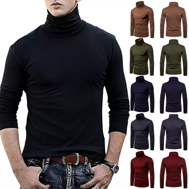 Men Long Sleeve Sweater Turtleneck Pullovers Warm Tops Basic Bottoming Shirts US