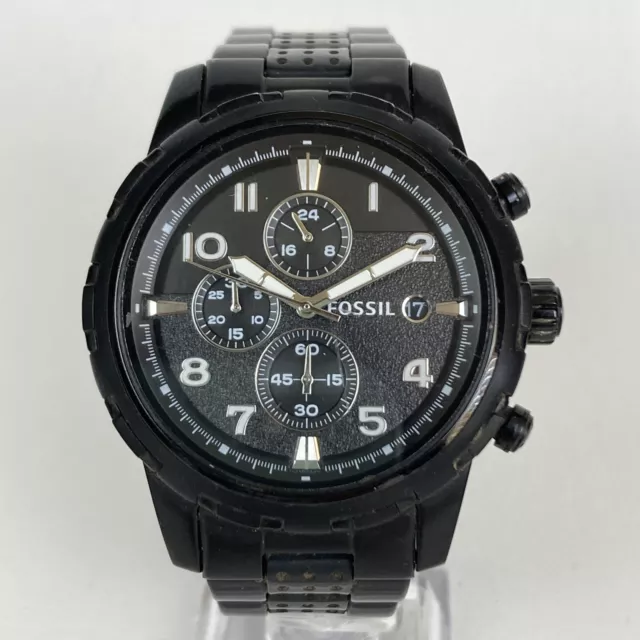 Fossil Dean Chronograph Watch Men Black Date WR 50M New Battery 8" 45mm 3