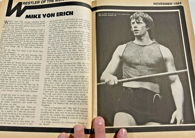 SPORTS REVIEW WRESTLING 1984 Rare Mike von Erich Feature-Iron Claw-Road ...
