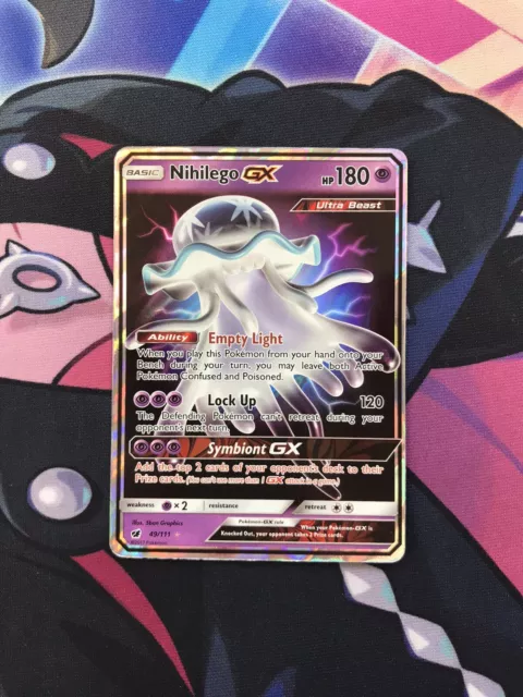 Nihilego GX ULTRA RARE 49/111 SM Crimson Invasion Pokemon Card HOLO NM 2017