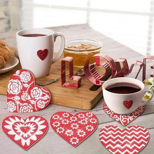 8 PCS VALENTINE'S Day Diamond Art Painting Coasters Kits Valentine's Day  Heart $26.86 - PicClick