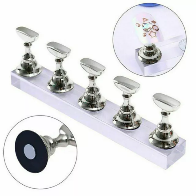 Magnetic Manicure Nail Art Practice Display Stand False Tip Holder UK SELLER