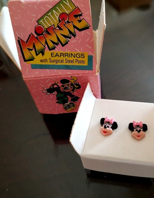 New Vintage 1988 Walt Disney Minnie Mouse Earrings Surgical Steel Children/Adult
