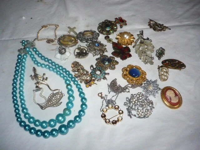 Mixed Broach  Etc  Jewellery Job Lot Vintage  over 24 Items
