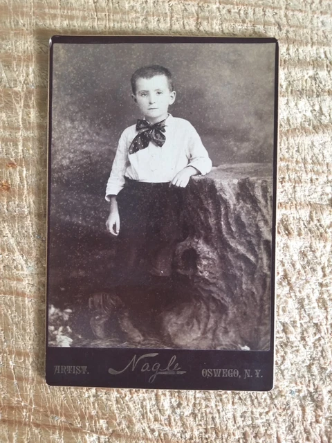 Boy With Bowtie,Oswego,Ny.vtg Cabinet Photo*K12