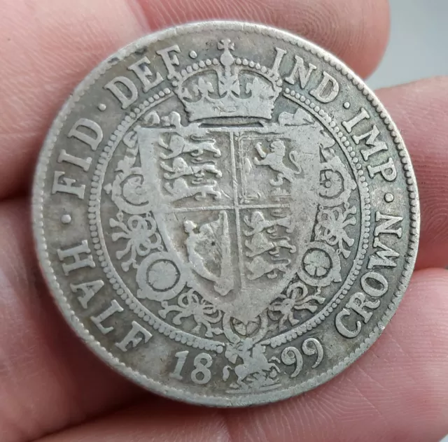 Rare 1899 Silver Half Crown Queen Victoria