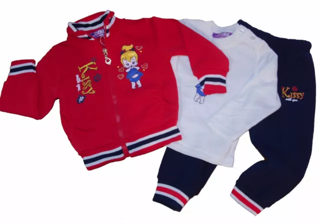 Tuta Felpata Bambina Neonata Baby Completo 3 Pezzi Mod. Asilo Taglie 12/36 Mesi