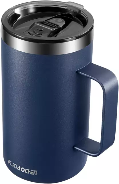 Insulated Coffee Mug With Lid Stainless Steel Cup Premium Thermal Travel Blue