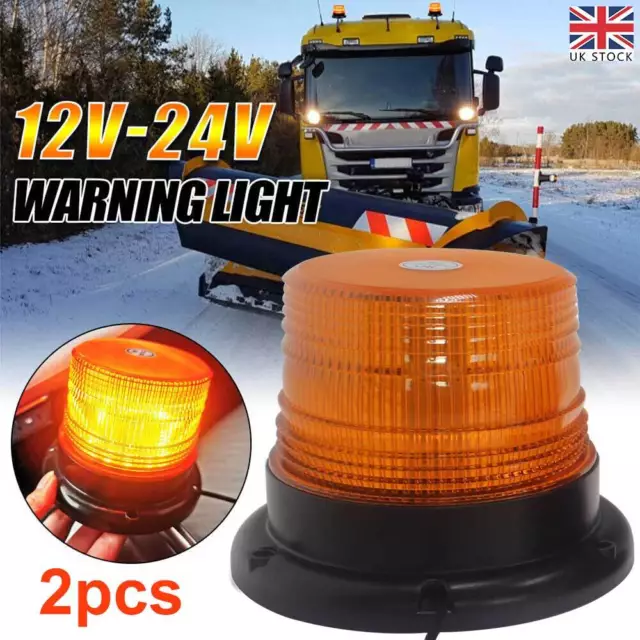 LED Warning Light Car Auto Amber Lamp Magnetic Flashing Strobe Beacon Emergency
