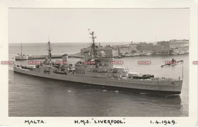 Unique Royal Navy RP Postcard Mock-up. HMS "Liverpool" Cruiser. Submarine.  1949