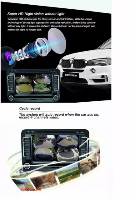 HD 1080P 360 Bird View Panorama System Car DVR system rear camera for all car 3