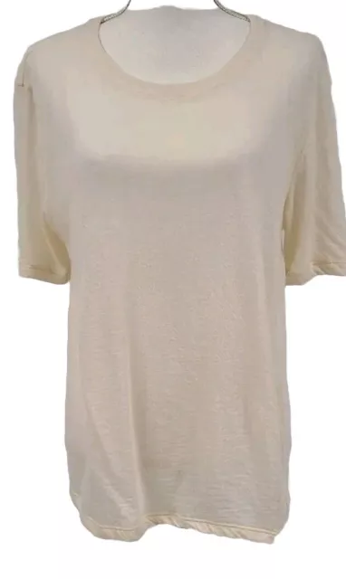 La Perla Crewneck Cashmere Sheer T-Shirt Top Cream Soft Women's Sz M