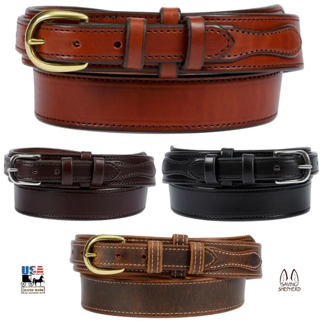 GUN HOLSTER RANGER BELT 1½" Wide Heavy Duty Leather 4 Colors Amish Handmade USA