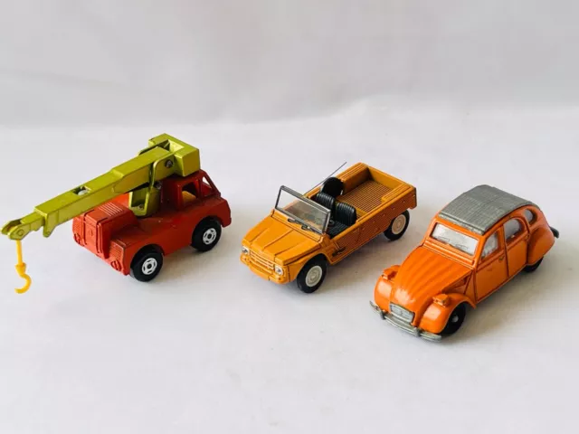 Lot De 3 Micro Ho : Giodi Citroën 2Cv 6, Norev 1/54 Citroën Mehari, Superfast