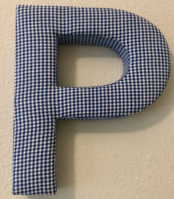 Fabric Covered Wall Letter - Blue Gingham - Letter P