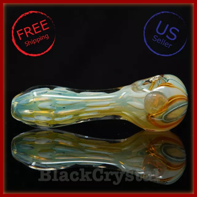 4.5 in Handmade Thick Fumed Rainbow Soul Stone Tobacco Smoking Bowl Glass Pipes