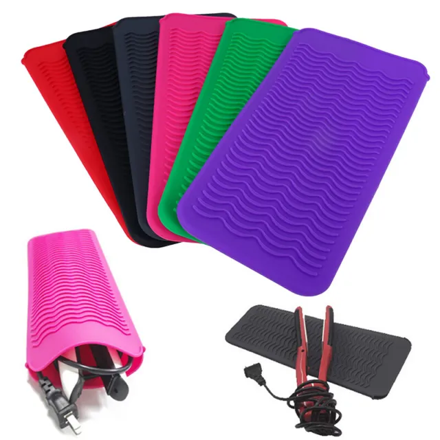 Hair Straightener Mat Heat Resistant Silicone Pocket Storage Pouch Home Trav -xd