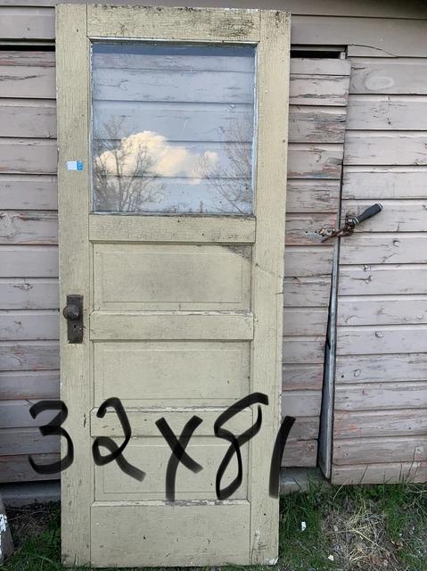 Antique Vintage Farmhouse  Door Primitive Chippy Paint 32x81