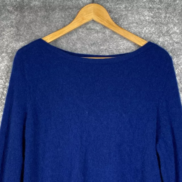 Lord and Taylor Sweater Womens Large Blue Soft Cozy Fuzzy All Cashmere Lux Layer