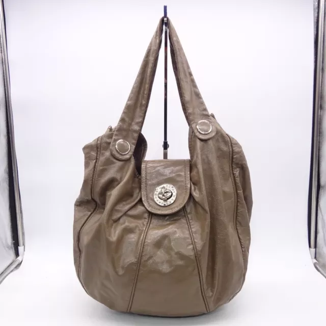 Marc by Marc Jacobs Taupe Patent Leather Shoulder Bag Handbag