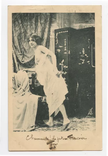 C French Nude Risque Boudoir Beauty Lingerie Lady Photo Postcard