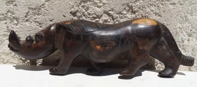 African rhinoceros in ebony wood 37 cm African Art