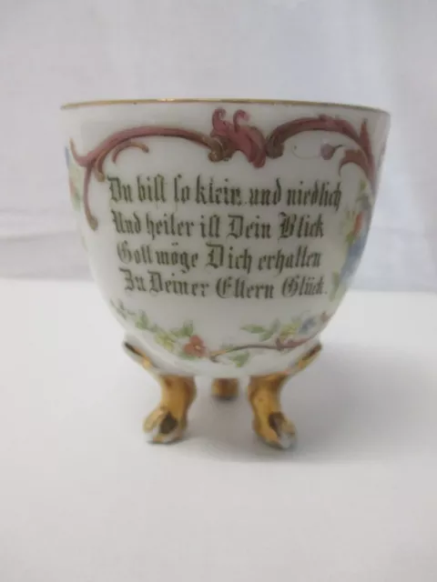 um 1880  Dreifuss Ziertasse : Du bist so klein ....... Schmetterling & ENGEL