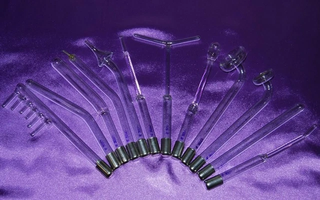 12 ELECTRODES TUBE HIGH FREQUENCY VIOLET RAY DARSONVAL Crown SKIN CARE 11MM