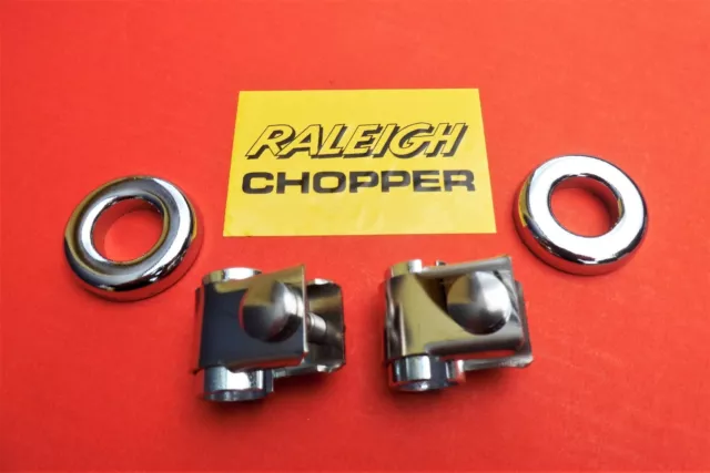 Raleigh Chopper Mk1 Mk2 - New Stainless Sissy Bar Clamps With Inserts And Cups