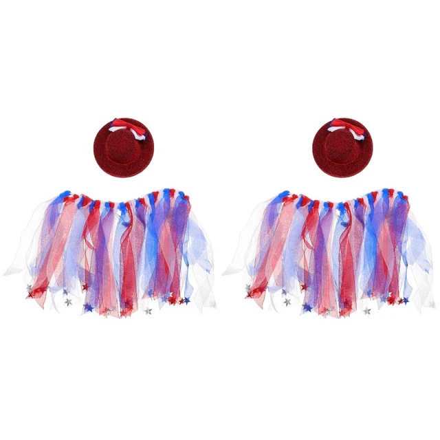2 Sets Polyester Haustier Hut 4. Juli Hundehalsband Hundekostüm