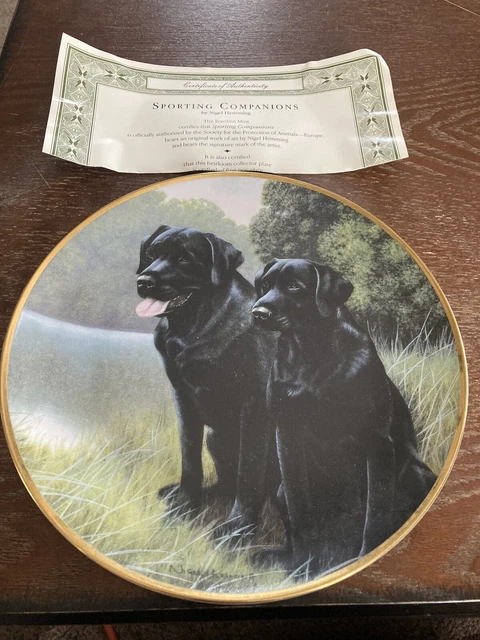 Porcelain Plate Labrador Dogs: Nigel Hemming "Sporting Companions" Franklin Mint