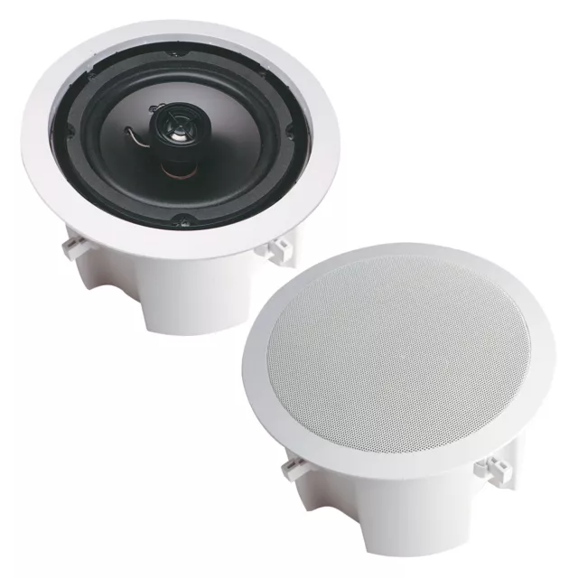 Opus One 200mm 40W 2 Way Round Backbox Ceiling Speaker Pair