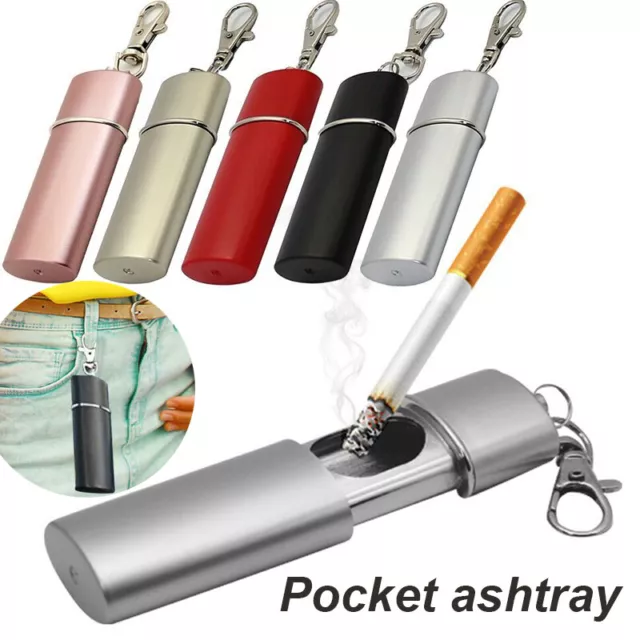 Pocket Ashtray Champ Mini with Carabiner lid Outdoor Travel Keychain Ash Holder