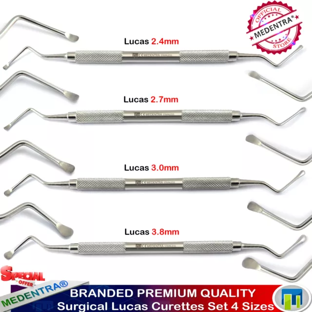 Bone Curettes Lucas 4 Sizes Surgical Removal Curettage  Quirurgica Tartar Remova